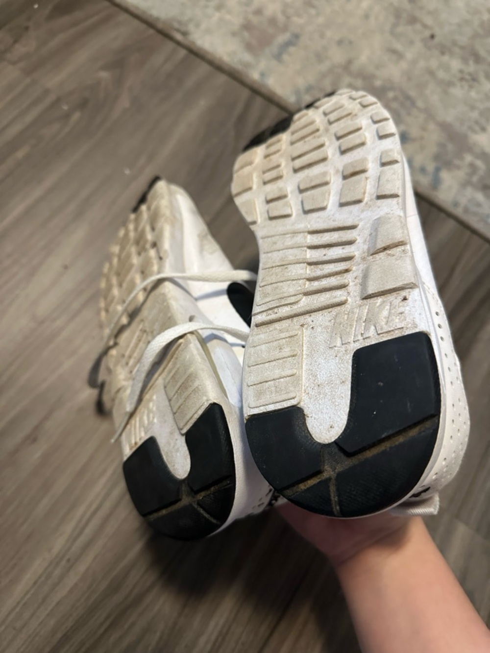 Nike White Sneakers with Black Swoosh - Picture 3 of 4
